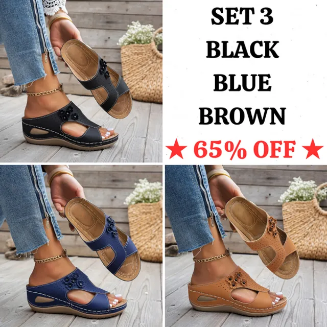 📢🔥 Last Day Promotion 70% OFF🔥Women'S Floral Print Flat Sandals - Bohemian Style Wedge Heels